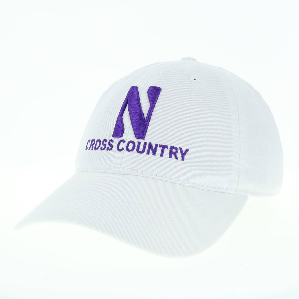 Northwestern University Wildcats Unconstructed White Cotton Twill Hat with N & Cross Country Design