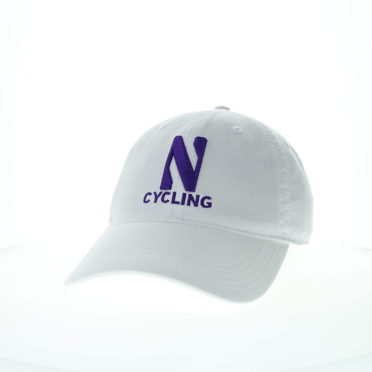 Northwestern University Wildcats Unconstructed White Cotton Twill Hat with N & Cycling Design