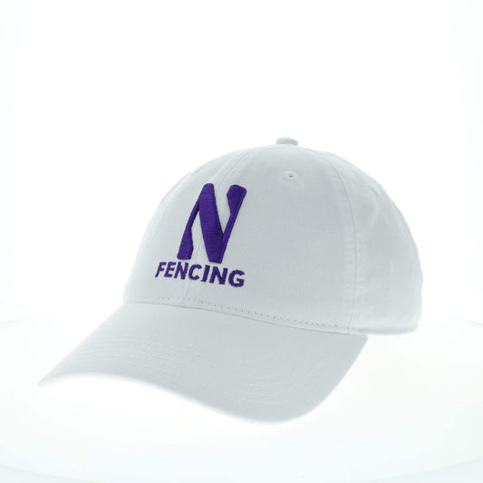 Northwestern University Wildcats Unconstructed White Cotton Twill Hat with N & Fencing Design