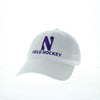 Northwestern University Wildcats Unconstructed White Cotton Twill Hat with N & Field Hockey Design