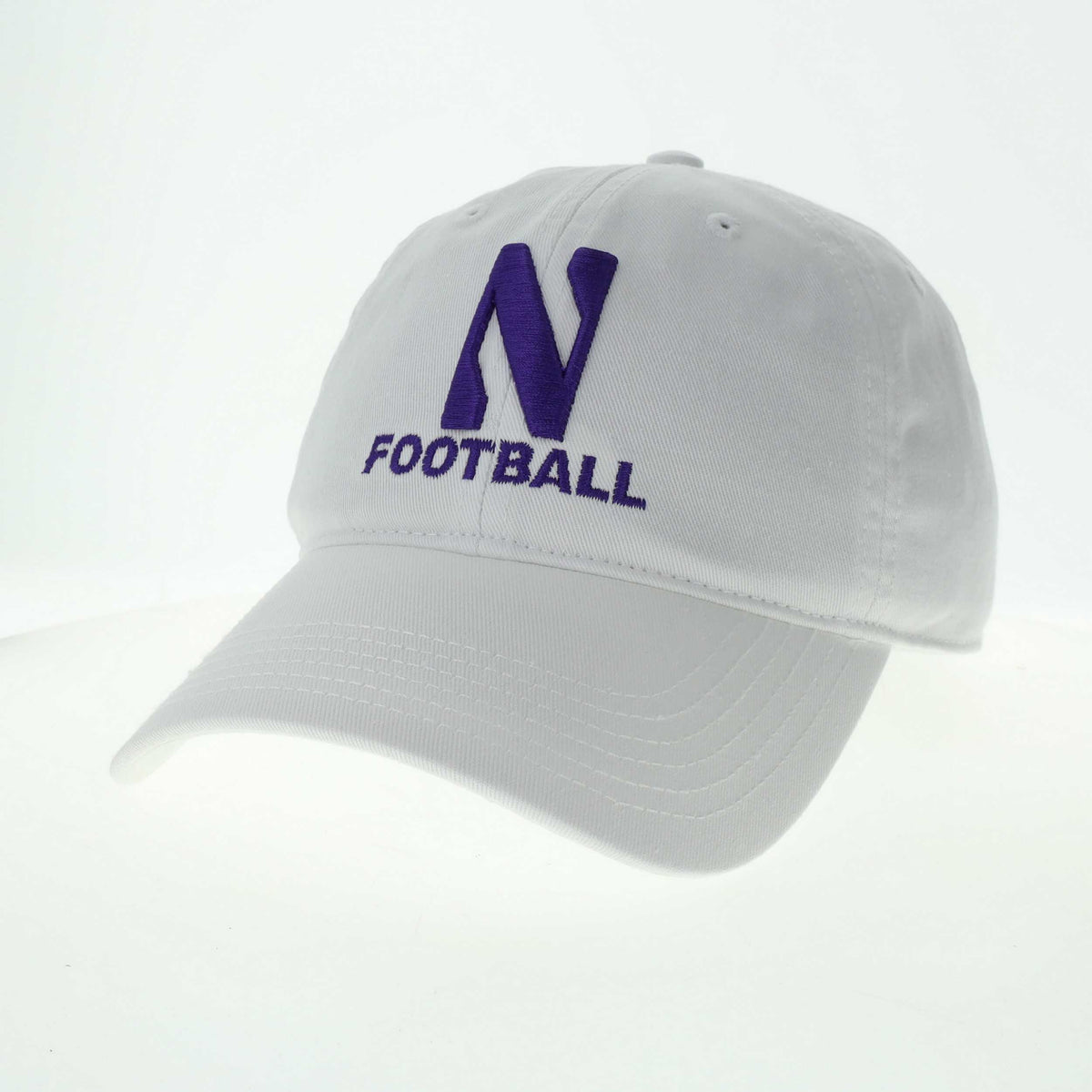 Northwestern University Wildcats Unconstructed White Cotton Twill Hat with N & Football Design