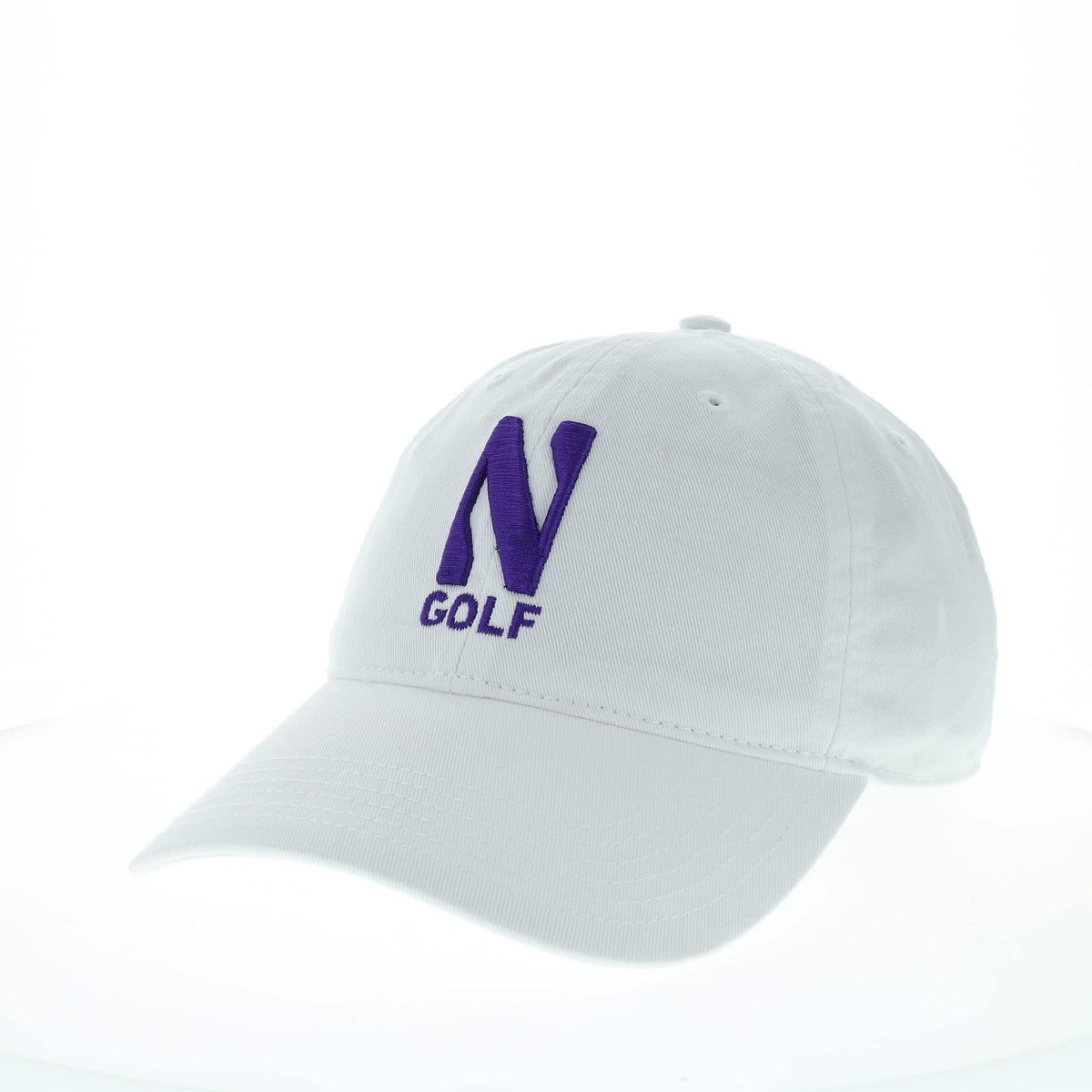 Northwestern University Wildcats Unconstructed White Cotton Twill Hat with N & Golf Design