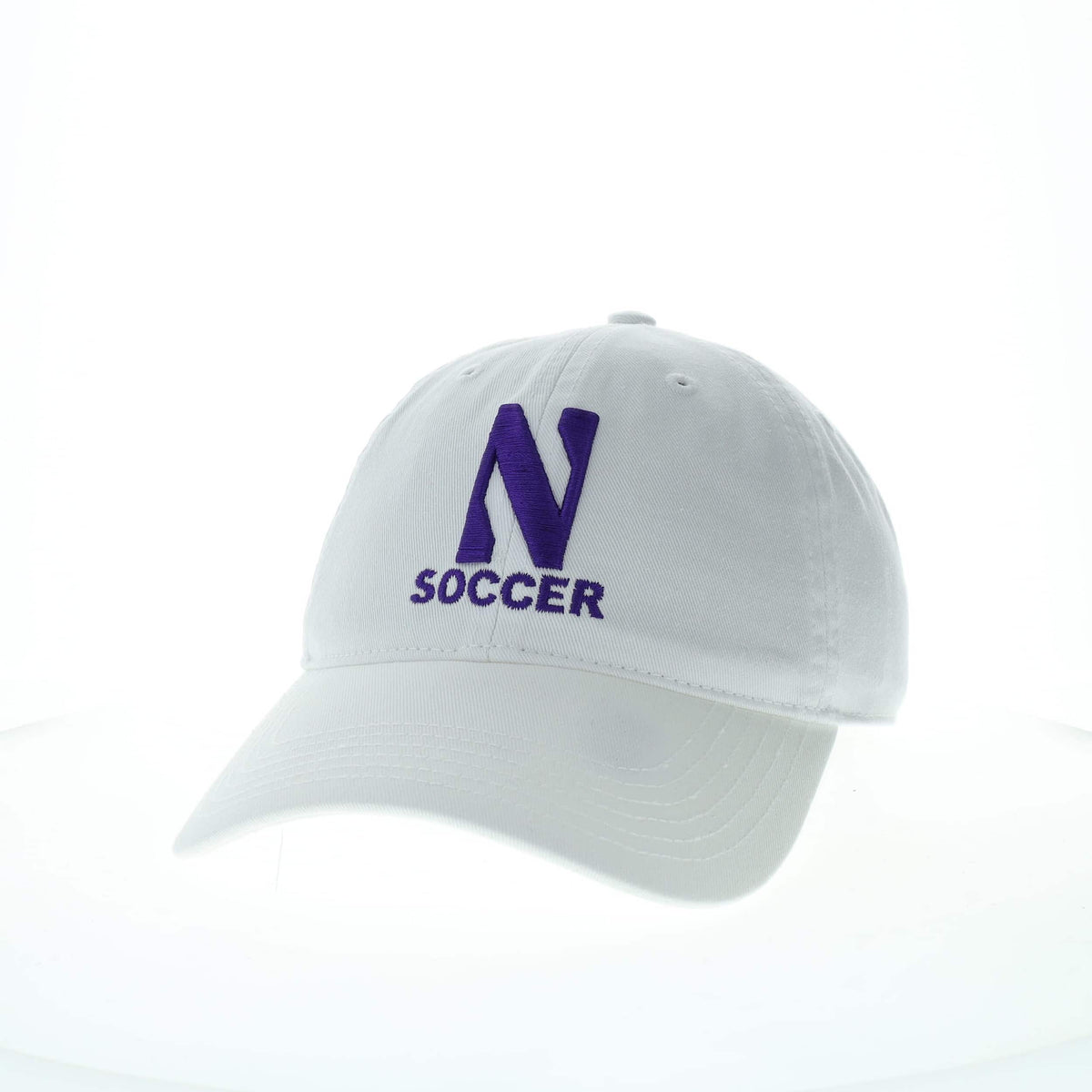 Northwestern University Wildcats Unconstructed White Cotton Twill Hat with N & Soccer Design