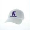 Northwestern University Wildcats Unconstructed White Cotton Twill Hat with N & Swimming Design