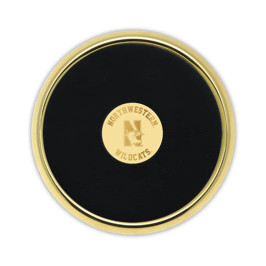 Northwestern University Wildcats Mascot Design Gold Medallion Gold Tone Coaster