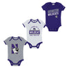 Northwestern University Wildcats Infant 3-Pack Bodysuit Onesie Set with Wanna Be a Wildcat Design