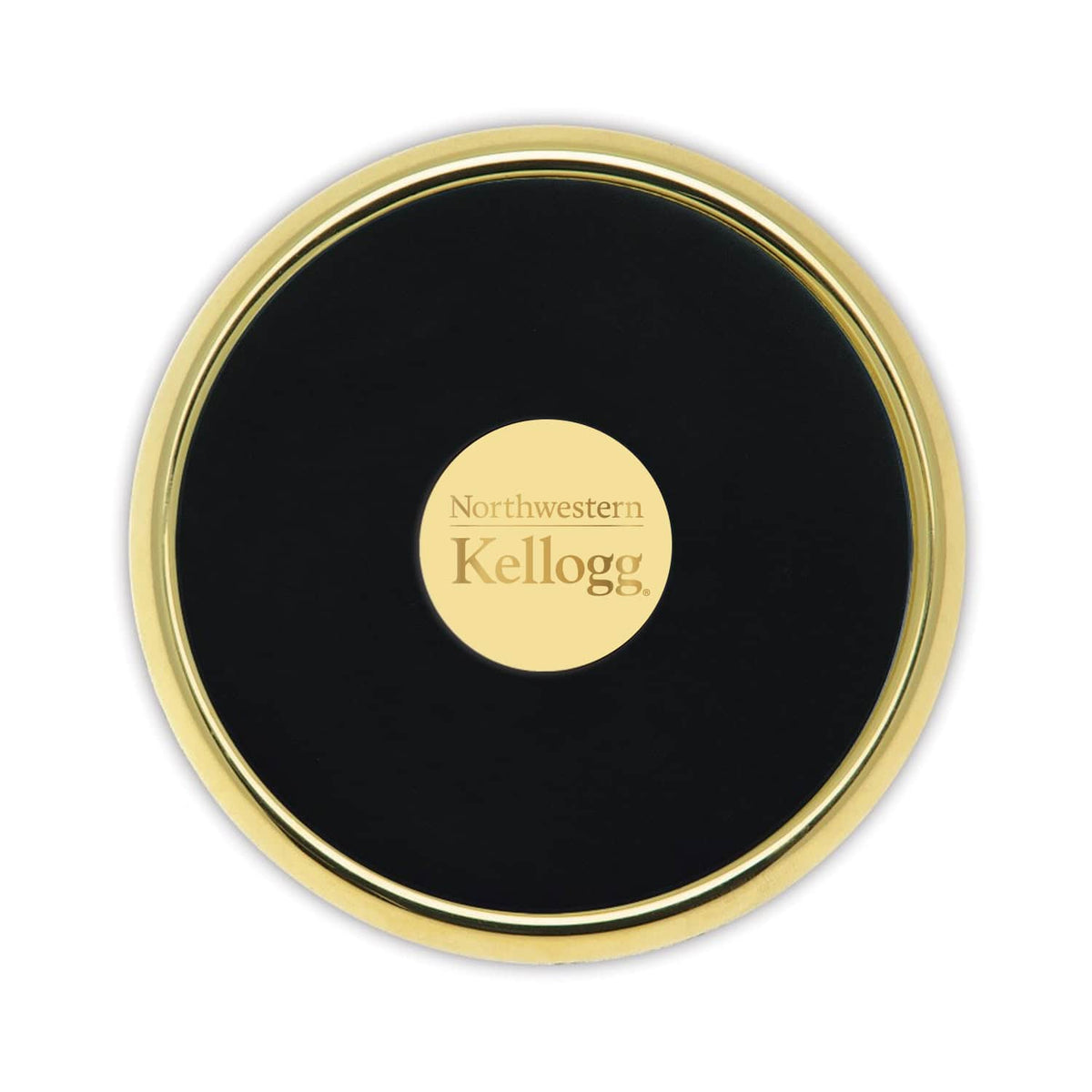 Northwestern | Kellogg Stacked Design Gold Medallion Gold Tone Coaster