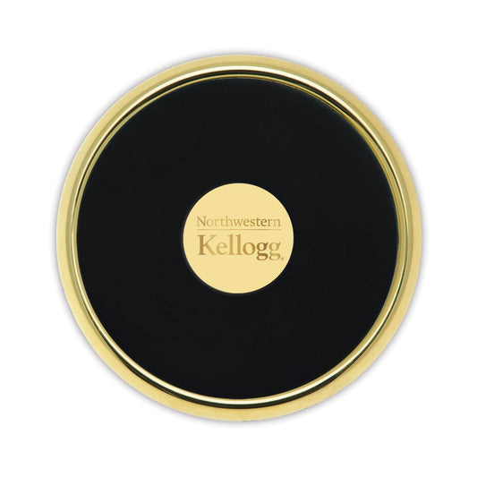 Northwestern | Kellogg Stacked Design Gold Medallion Gold Tone Coaster