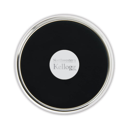 Northwestern | Kellogg Stacked Design Silver Medallion Silver Tone Coaster