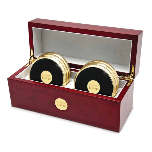 Northwestern | Kellogg Stacked Design Gold Medallion Gold Tone Coaster Set of Six
