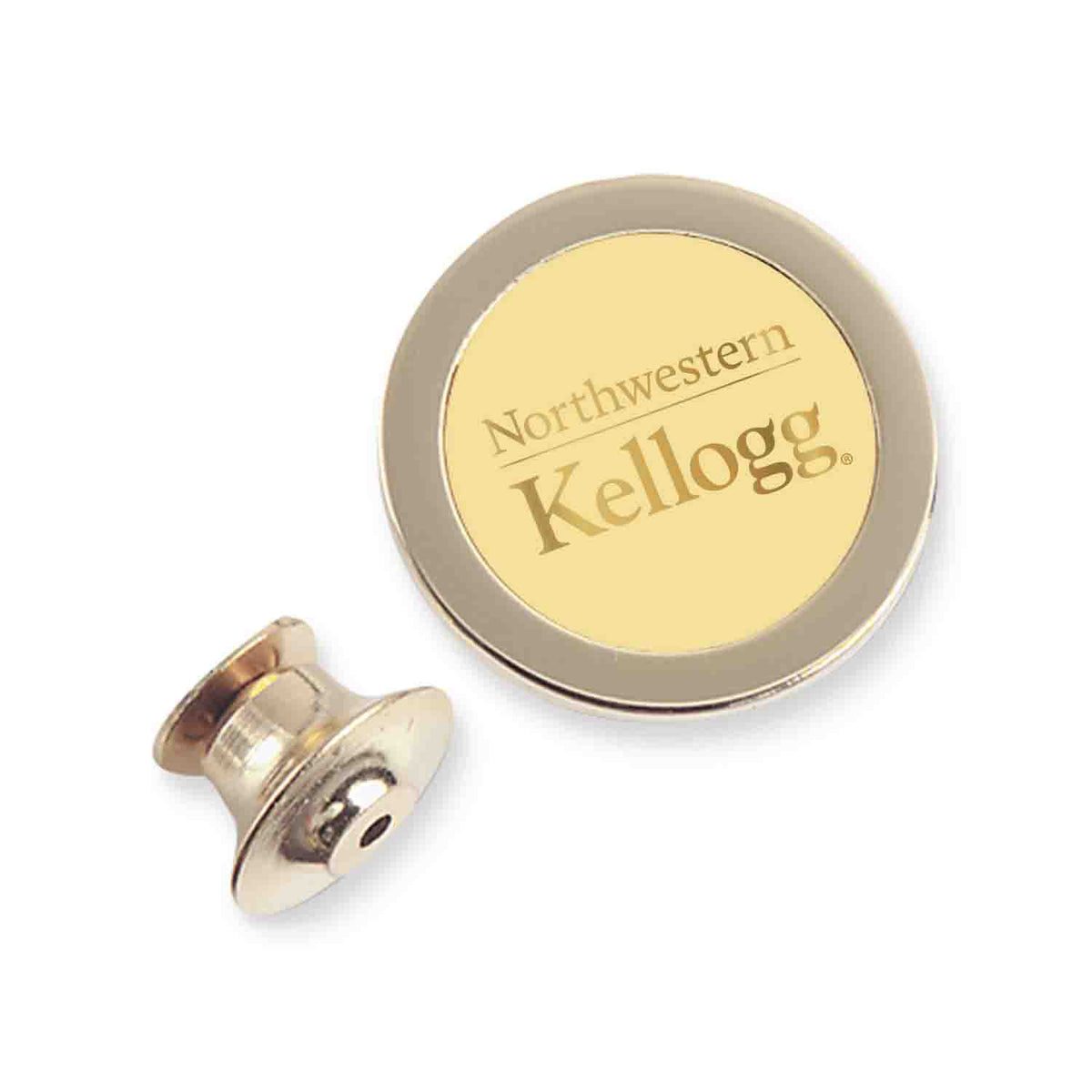 Northwestern | Kellogg Gold Plated Lapel Pin with Stacked Design