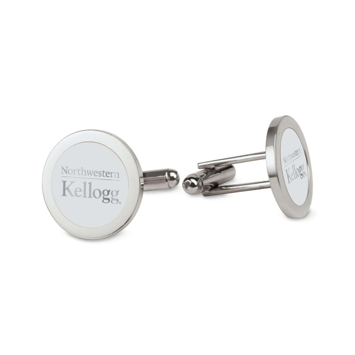 Northwestern | Kellogg Silver Plated Cufflinks with Stacked Design