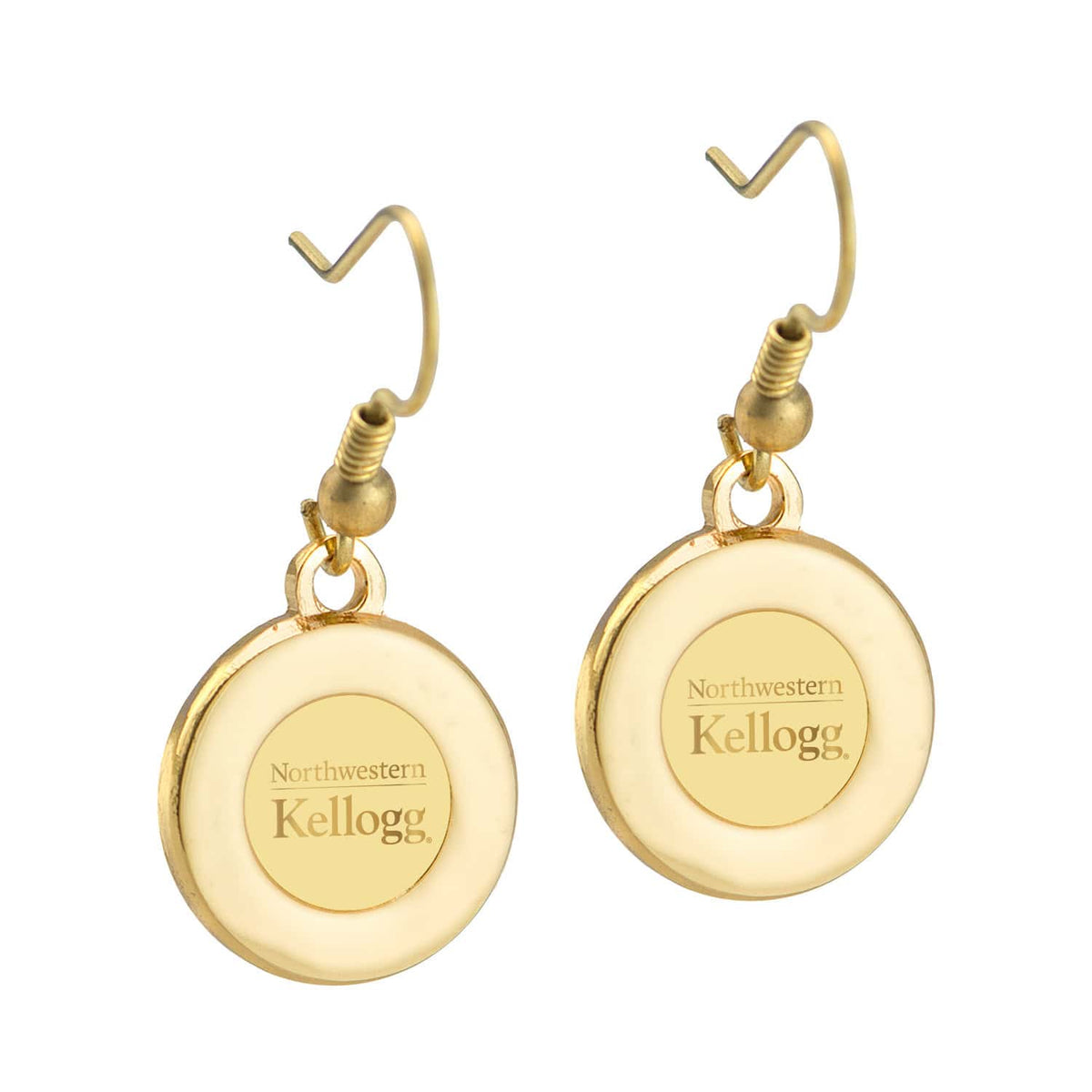 Northwestern | Kellogg Gold Plated Pendant Earrings with Stacked Design