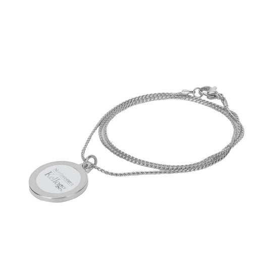 Northwestern | Kellogg Silver Plated Pendant Necklace with Stacked Design