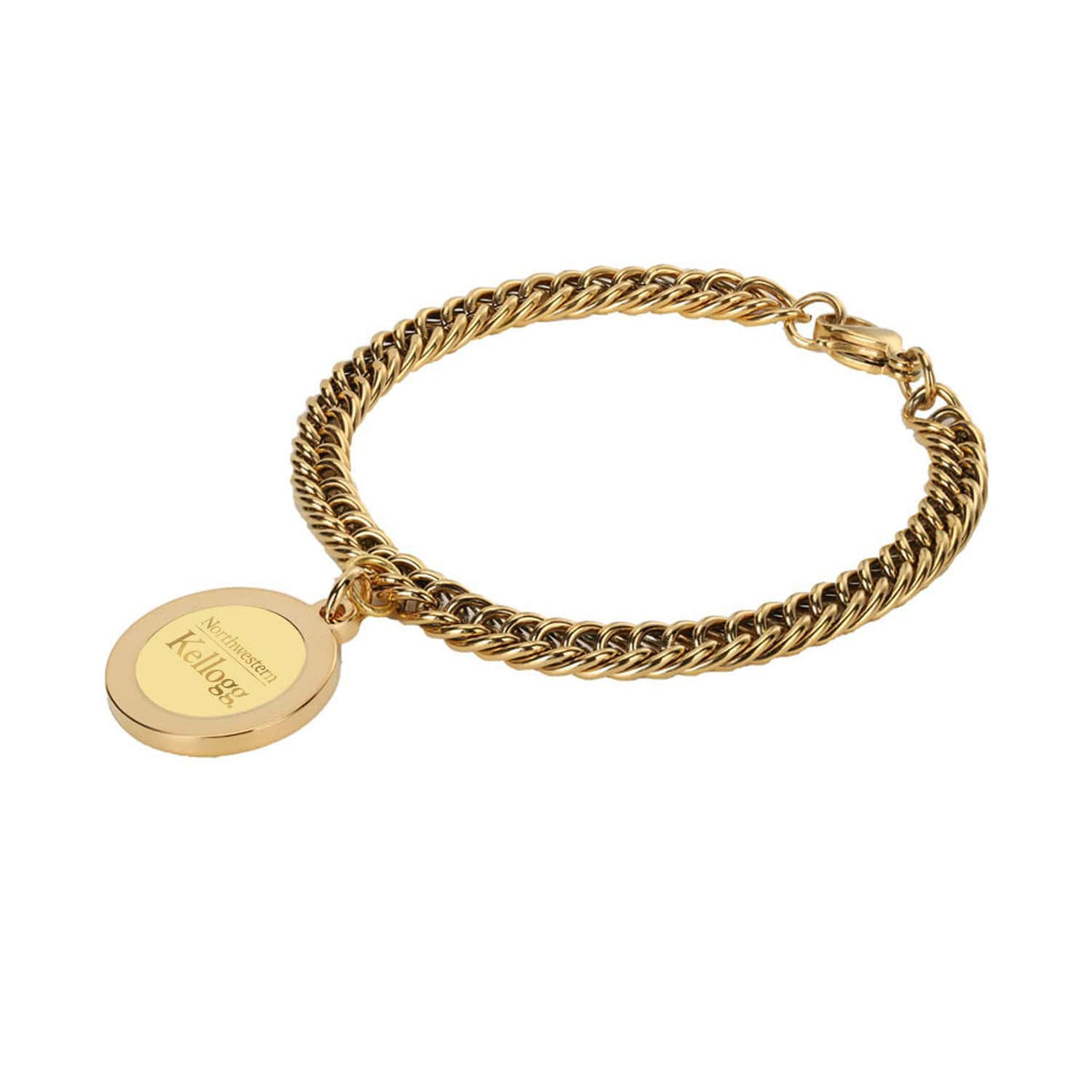 Northwestern | Kellogg Gold Plated Charm Bracelet with Stacked Design