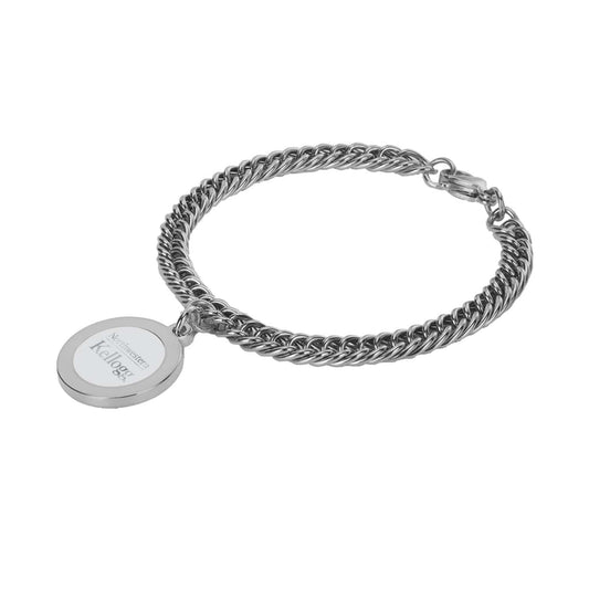 Northwestern | Kellogg Silver Plated Charm Bracelet with Stacked Design