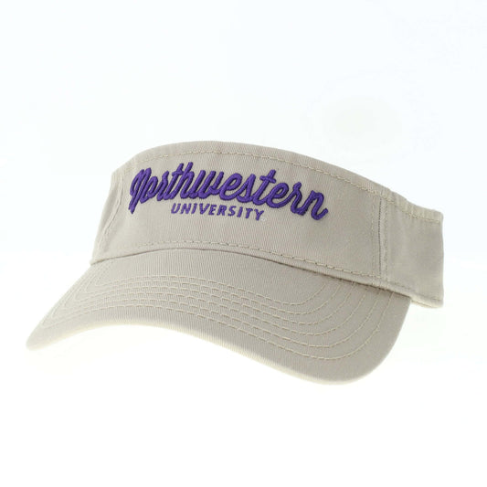 Northwestern University Wildcats Khaki Visor with Script Northwestern Design