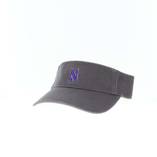 Northwestern University Wildcats Dark Grey Charcoal Visor with Stylized N Design