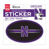 Northwestern University Wildcats Full Color Outside Application 3"X5" Oval Multi-Purpose Sticker Design #15 Stylized N