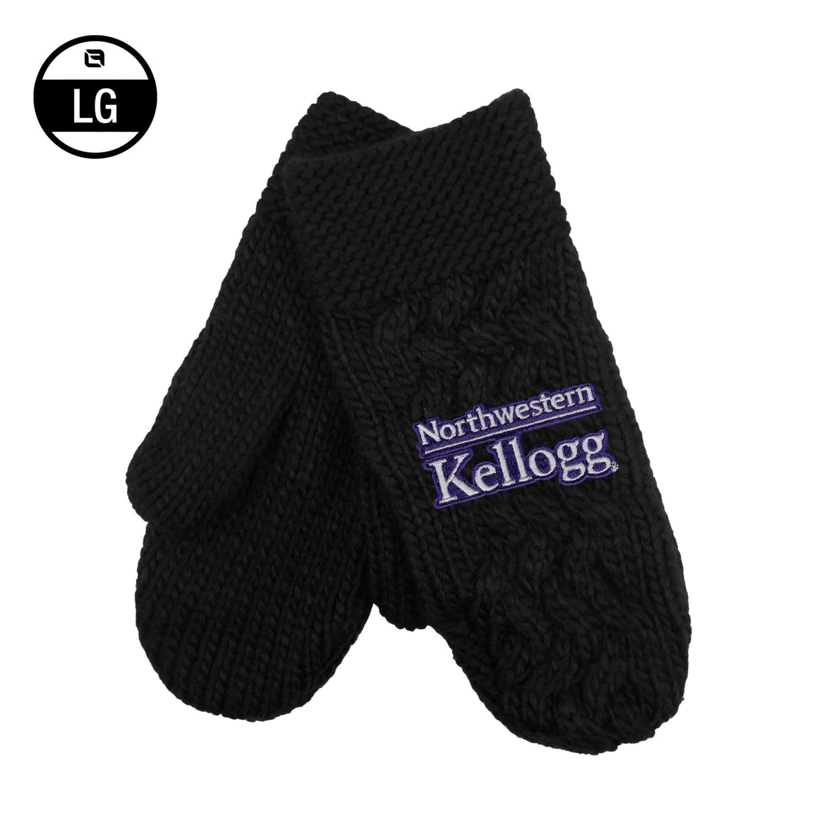 Northwestern I Kellogg Arya Black Cable Knit Mittens