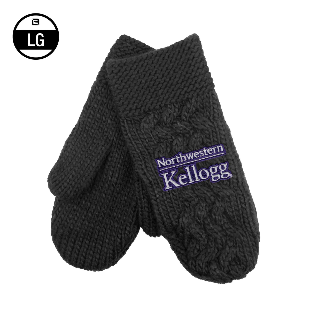 Northwestern I Kellogg Arya Charcoal Cable Knit Mittens