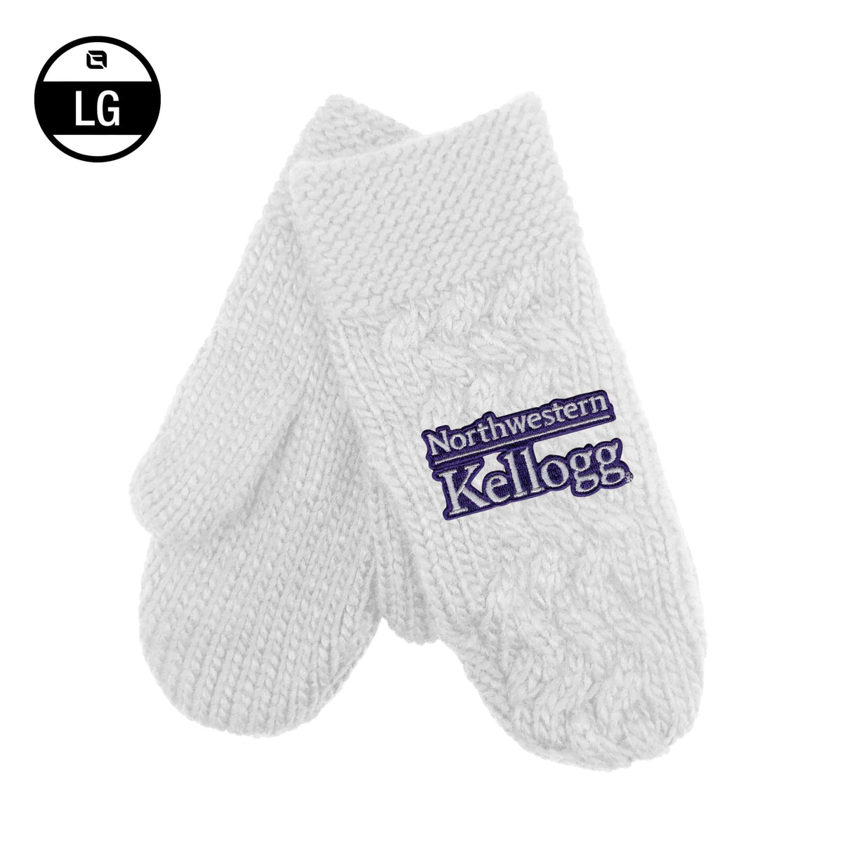 Northwestern I Kellogg Arya White Cable Knit Mittens