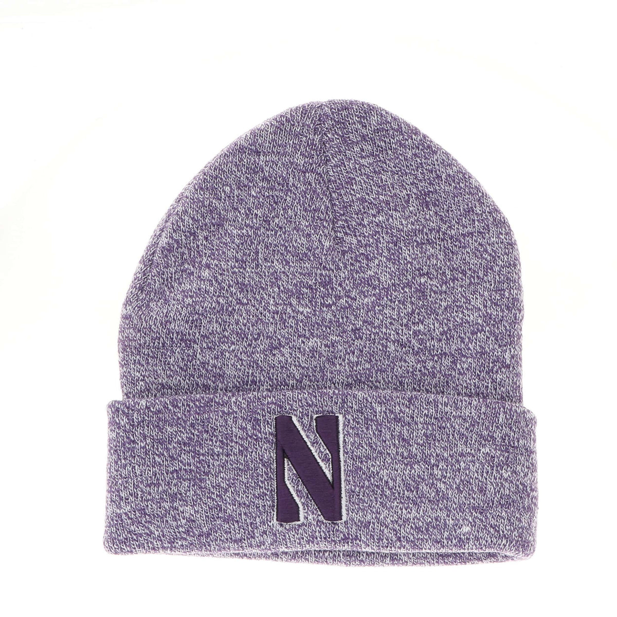 Northwestern University Wildcats Adult Purple Marled Cuffed Knit Cap with Stylized N Design