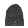 Northwestern University Wildcats Adult Black Marled Cuffed Knit Cap with Stylized N Design