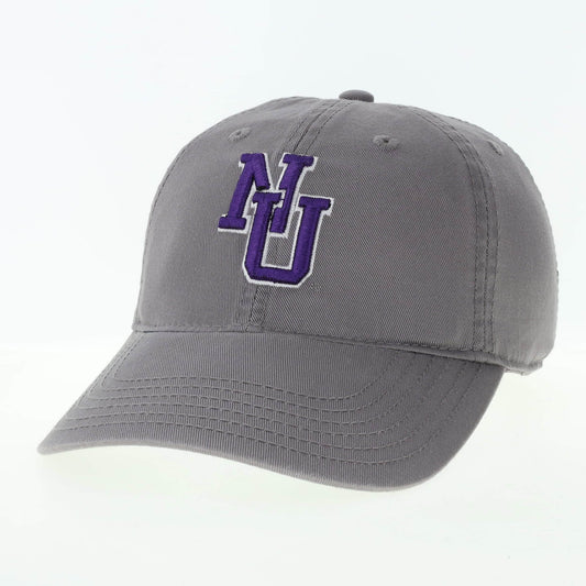 Northwestern University Wildcats Legacy Unconstructed Adjustable Grey Twill Hat with Vintage Interlock NU Design
