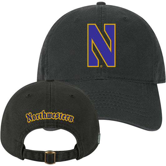 Northwestern University Wildcats Legacy Unconstructed Adjustable Black Hat with Gothic Stylized N