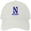 Northwestern University Wildcats Unconstructed White Cotton Twill Hat with N & Rugby Design