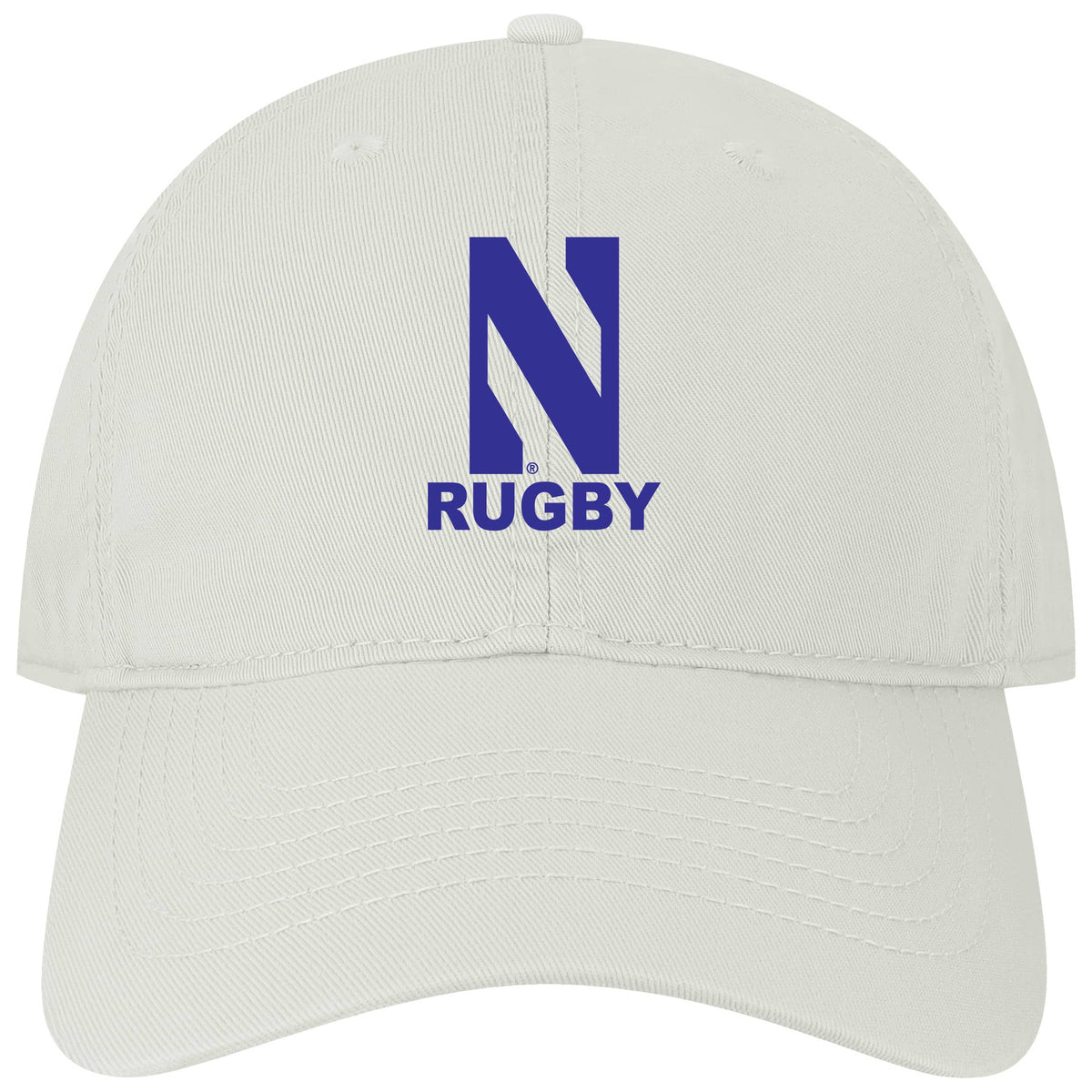 Northwestern University Wildcats Unconstructed White Cotton Twill Hat with N & Rugby Design