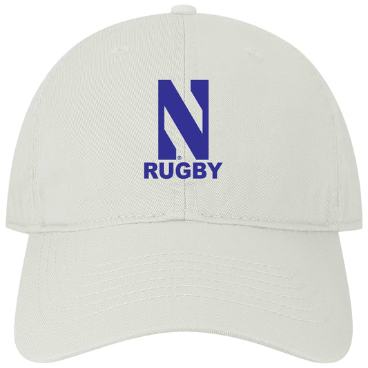 Northwestern University Wildcats Unconstructed White Cotton Twill Hat with N & Rugby Design
