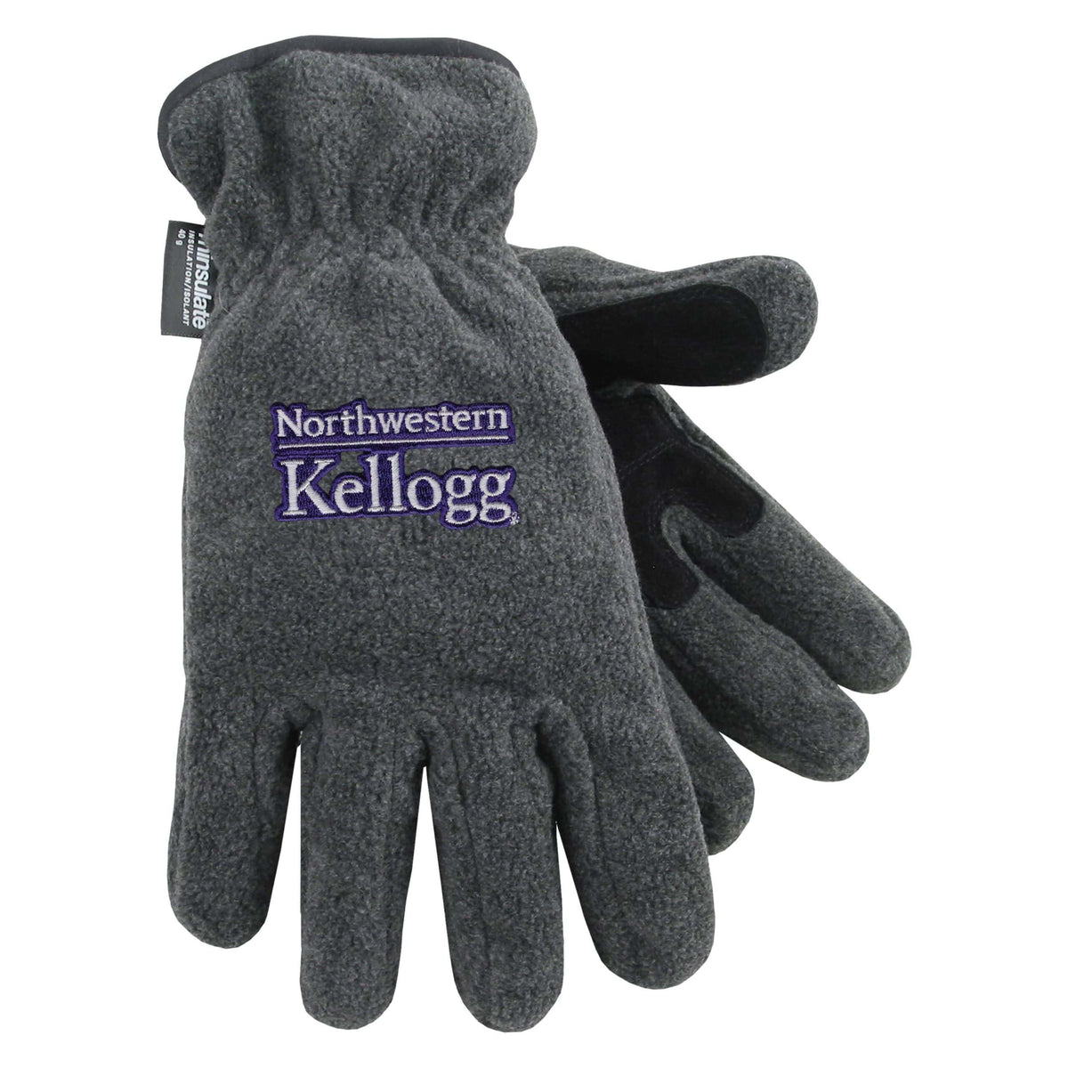 Northwestern I Kellogg Peak Charcoal Micro Fleece Gloves
