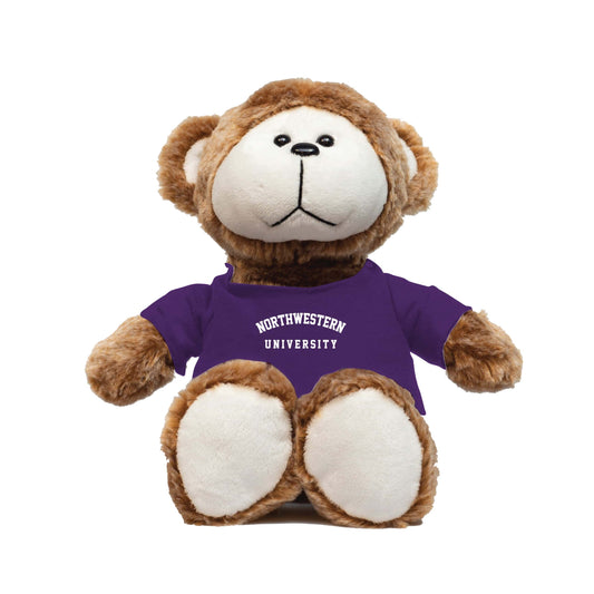 Northwestern University Wildcats Brown Copper Monkey Wearing Purple "Northwestern University" Tee Shirt