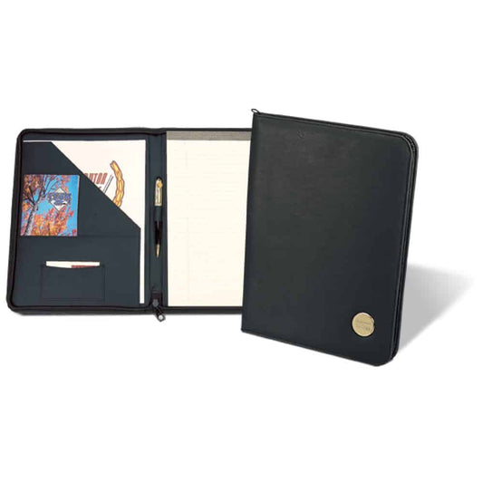 Northwestern | Kellogg Stacked Design Gold Medallion Simulated Leather Zippered Writing Portfolio