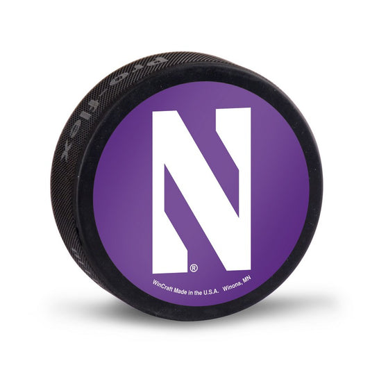 Northwestern Wildcats Hockey Puck with Stylized N Design