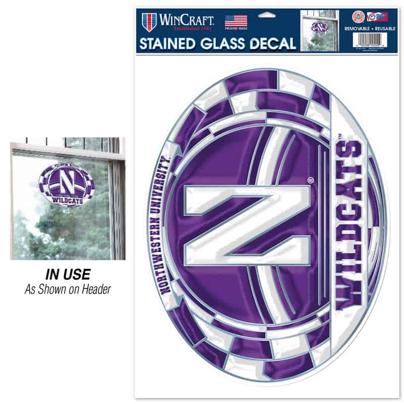 Northwestern University Wildcats Stained Glass Ultra Decal 11"X17"