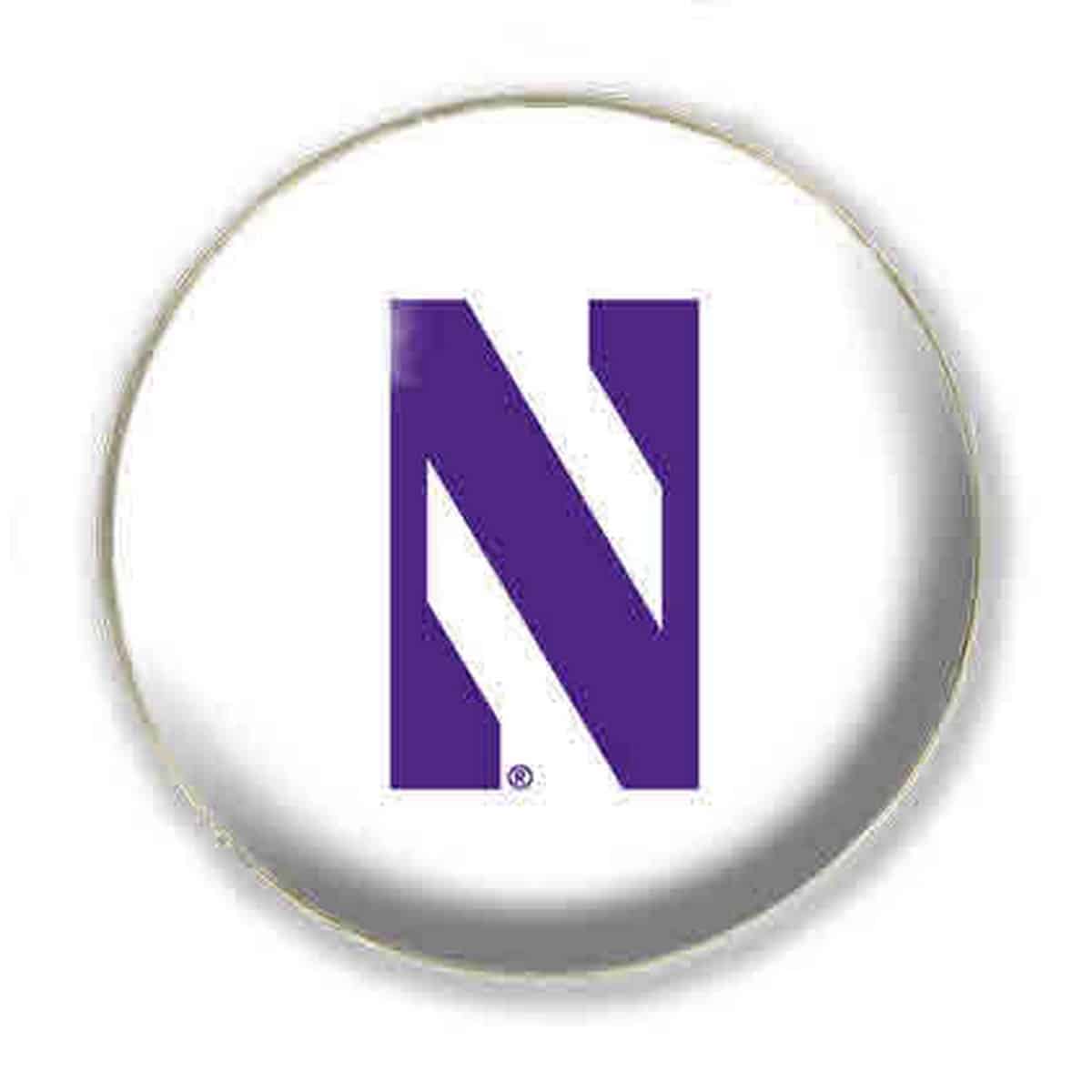 Northwestern University Wildcats 1.35" White Dome Fridge Magnet with Purple Stylized N Design