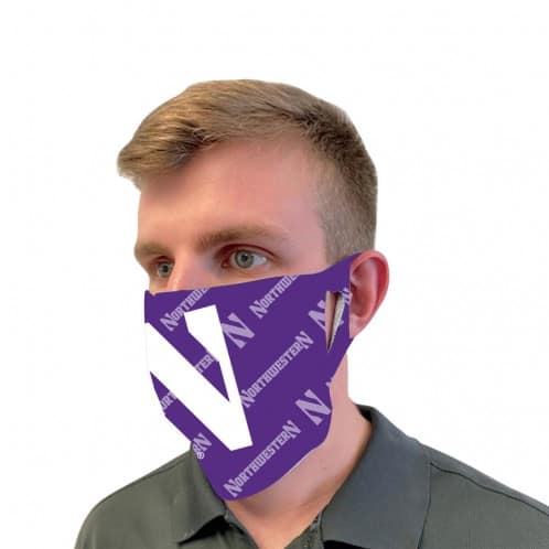 Northwestern University Wildcats Purple Fan Mask Face Cover With Stylized N & Tonal Design