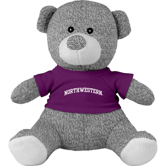 Northwestern University Wildcats Knitted Grey Teddy Bear Wearing Purple "Northwestern" Tee Shirt