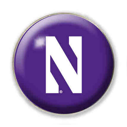 Northwestern University Wildcats 1.35" Purple Dome Fridge Magnet with White Stylized N Design
