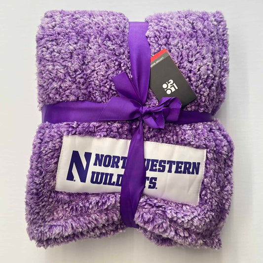 Northwestern University Wildcats Purple Color Frosty Fleece Throw Blanket 50"X60" -2