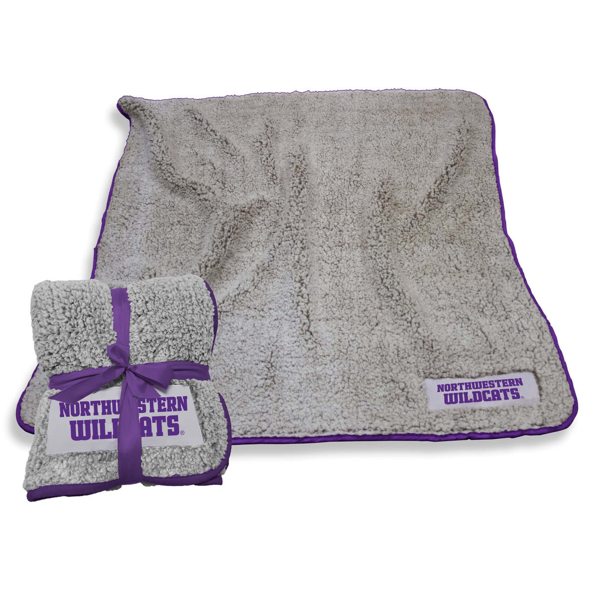 Northwestern University Wildcats Natural Color Frosty Fleece Throw Blanket 50"X60"