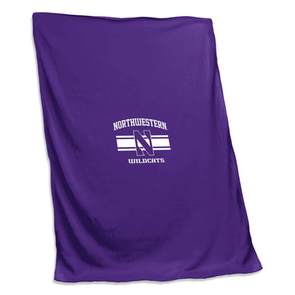 Northwestern University Wildcats Purple Sweatshirt Blanket with Applique Northwestern Design
