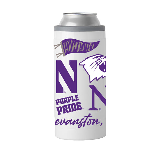 Northwestern University Wildcats 12oz Native Powder Coat Slim Can Coolie2
