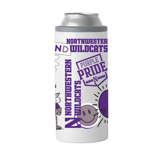 Northwestern University Wildcats 12oz Native Powder Coat Slim Can Coolie