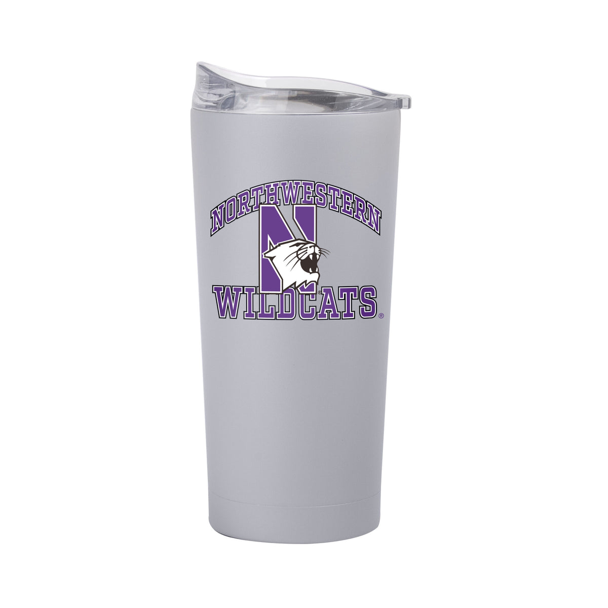 Northwestern University Wildcats 20oz Logobrands Powder Coat Grey Tumbler