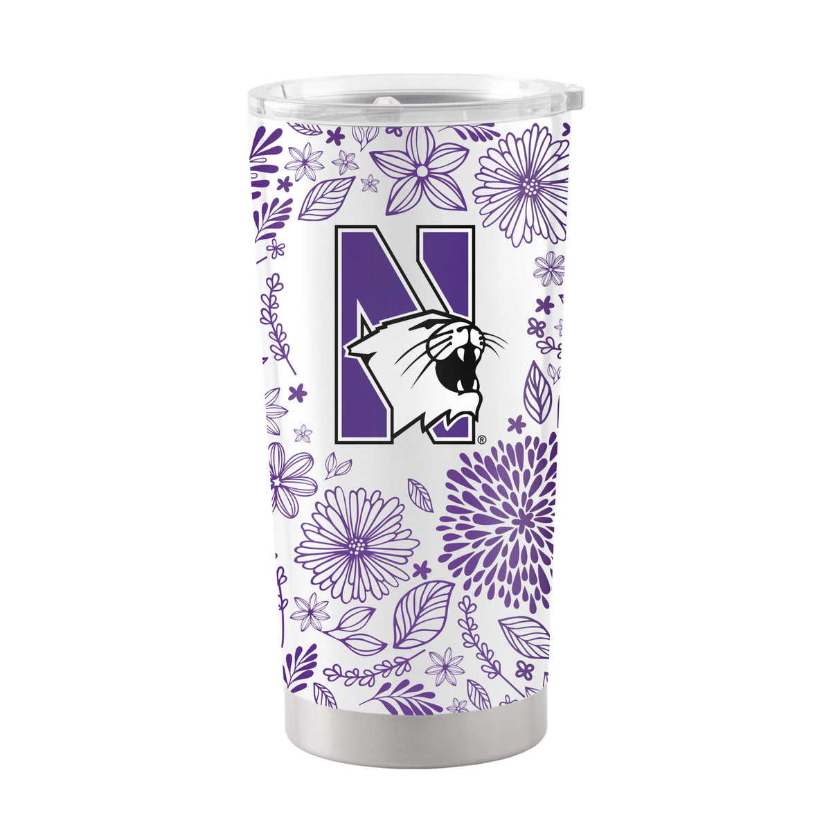 Northwestern University Wildcats 20oz Logobrands Floral Stainless Steel Tumbler