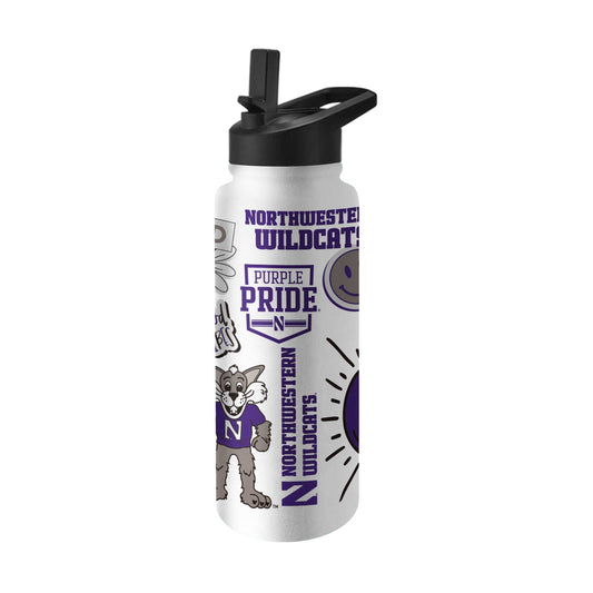 Northwestern University Wildcats Logobrands 34 oz. Native Design White Quencher Water Bottle